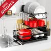 3-Tier Dish Drying Rack with Automatic Drainage, Over Sink Stainless Steel Organizer for Kitchen Counter