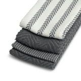 4-Pack Kitchen Towels â€“ Gray & White, Ultra-Absorbent, Durable & Machine Washable, 16x28"