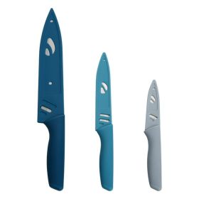 Mainstays 3-Piece Stainless Steel Knife Set â€“ Color Blades with Ergonomic Soft Grip Handles
