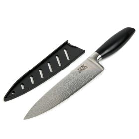 Thyme & Table 8-Inch Non-Stick Damascus Chef Knife â€“ High Carbon Stainless Steel with Titanium Coating & Comfort Grip Handle