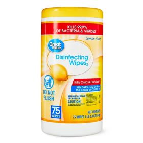 Great Value Disinfecting Wipes, Lemon Scent, 75 Count â€“ Kills 99.9% of Viruses & Bacteria, Multi-Surface Cleaning