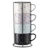 4 Pack Stacking Celestial Mugs, Assorted Colors 11.1 fl oz, Stoneware