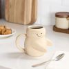 16 oz Cream Sculpted Hug Earthenware Mug