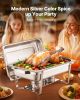 8 Qt 6 Pack Rectangle Chafing Dish Buffet Set Full Size Pan Stainless Steel