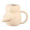 16 oz Cream Sculpted Hug Earthenware Mug