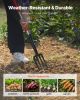 4 Tines Garden Fork Fiberglass Handle 45 in Digging Spading Pitchfork Heavy Duty