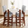 5-Piece Counter Height Dining Table Set, Faux Marble Bar Table and 4 Upholstered-Seat Chairs, Mid-century Modern Dining Set for Dining Room